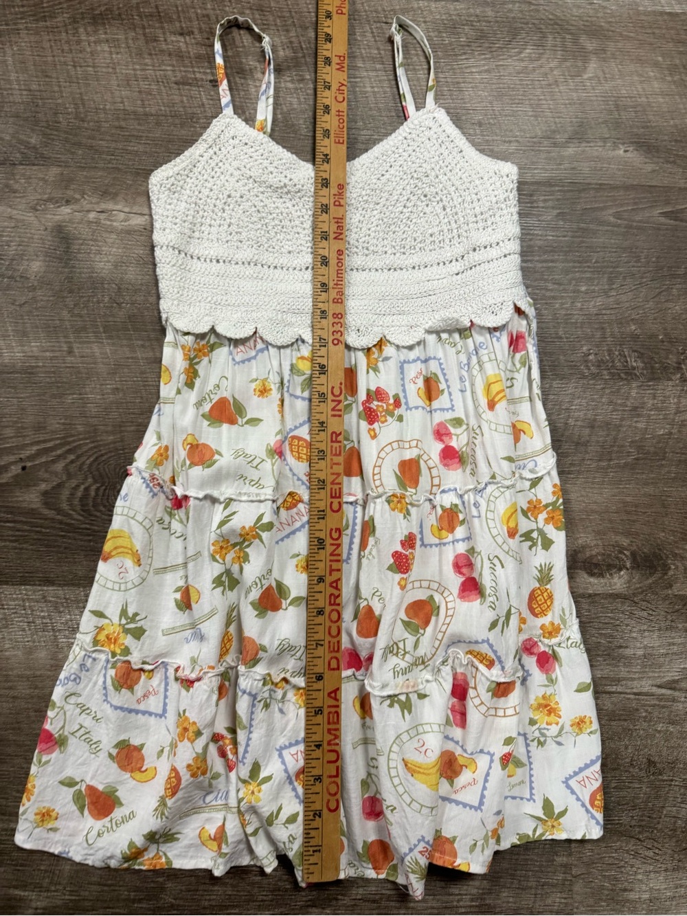 Pink Rose Fruit Print Mini Summer Dress Size Small - Picture 4 of 8